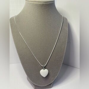 Heart Shaped white cristal Stone & 925 Sterling silver plated chain.